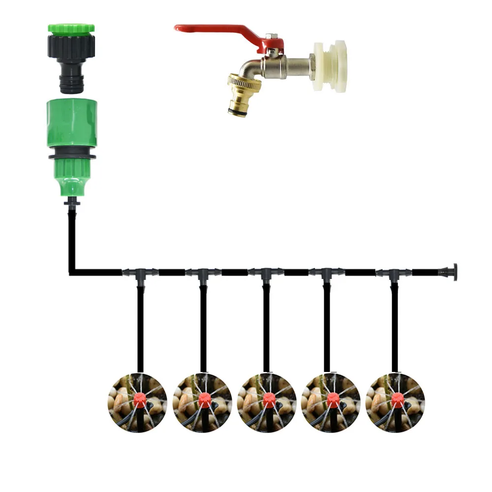 Diy sistema de irrigação por gotejamento kit rega automática temporizador mangueira jardim dripper ajustável conjunto ferramentas jardim