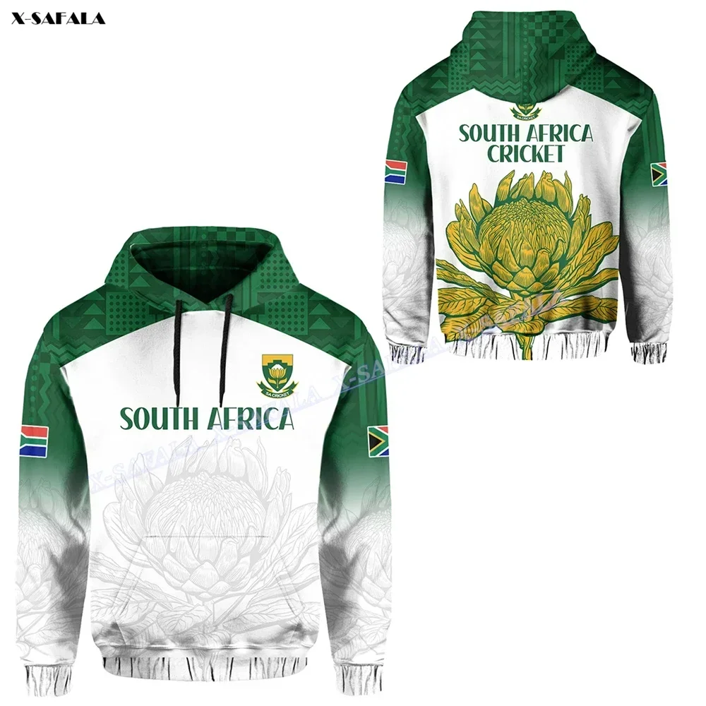 2024 Hot Custom Text  South Africa Proteas Cricket 3D Printed Hoodie Men Pullover Tracksuit Outwear Jumper Sweatshirt Casual