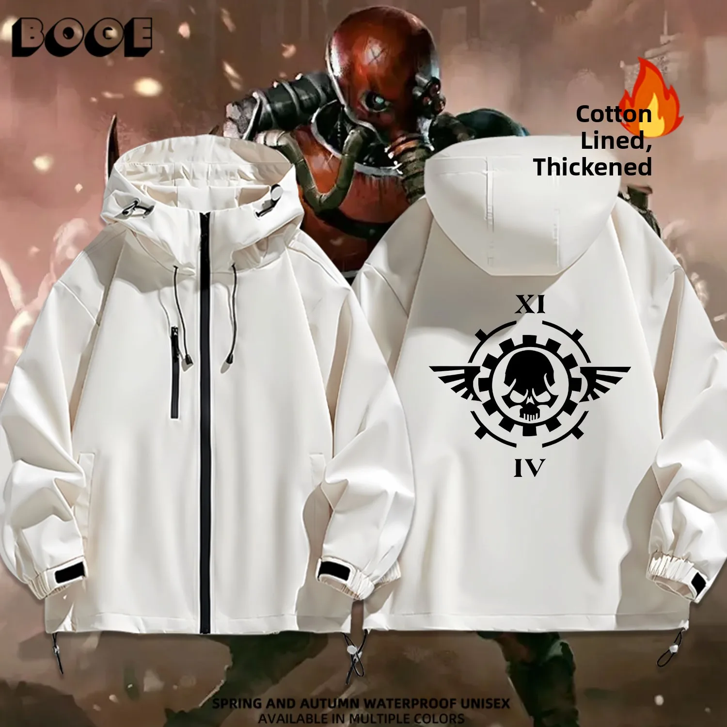 

Thiened Cotton Hooded Jaet Outerwear for Men And Women Hammer 40K Mechanical God Teaching Game Collaborative Periphery