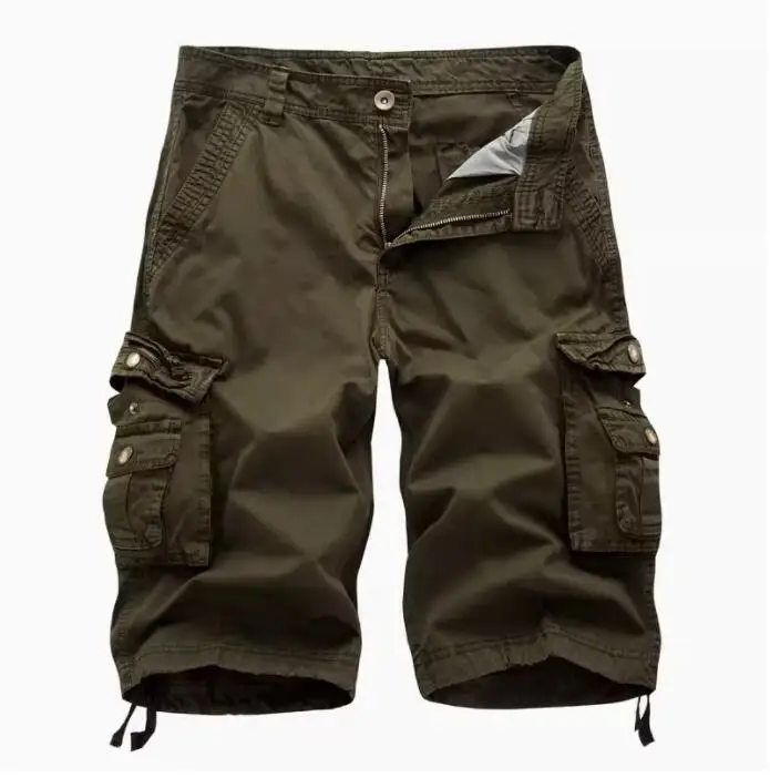 MaN Summer Loose Casual Tooling Shorts Plus Size Multi-pocket Capris No Belt