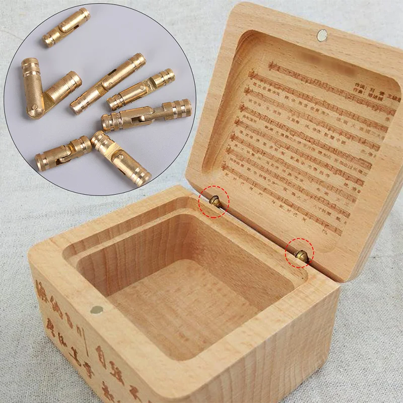 10Pcs Barrel Hinges Cylindrical Hidden Jewelry Box Connector Concealed Invisible Brass Door Hinges for Furniture Hardware