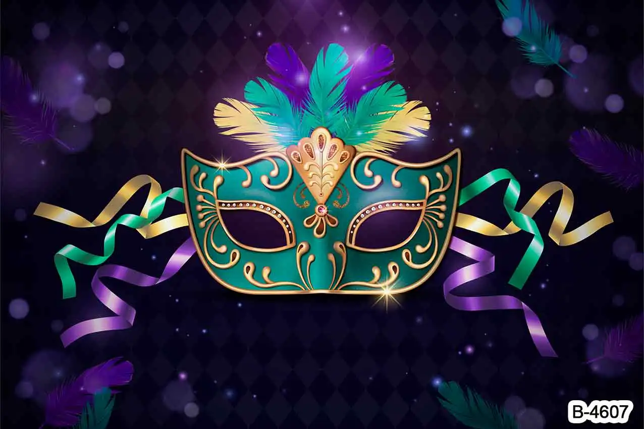 Party Backdrops Retro Gold Black Mask Carnival Birthday Photography Backdrop Fiesta Mardi Gras Dance Photo Background