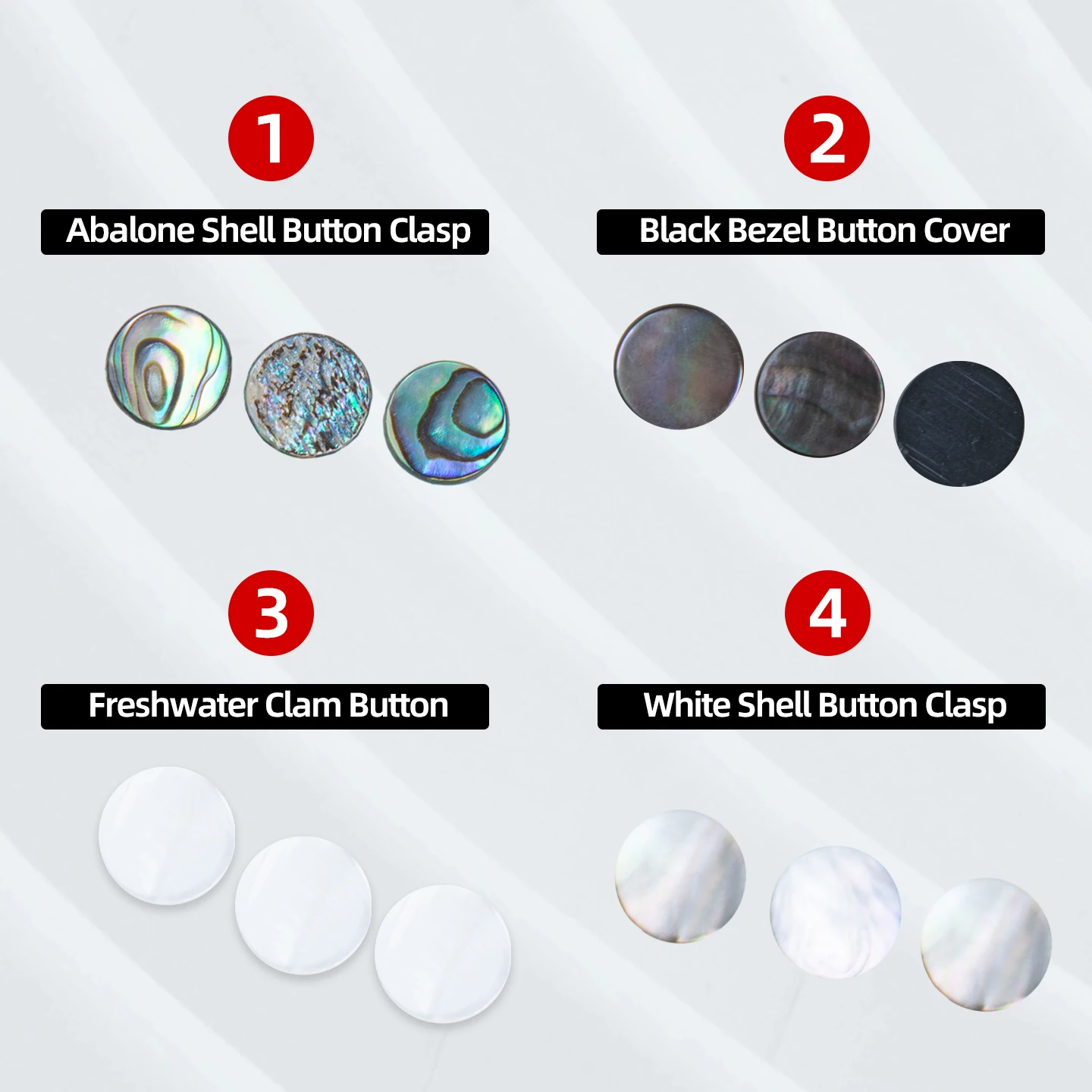 وسادات مفاتيح أداة البوق المسطحة B، وسادات مفاتيح ميكا سوداء اللؤلؤ/وسادات أم اللؤلؤ البيضاء، مجموعة من ثلاث قطع