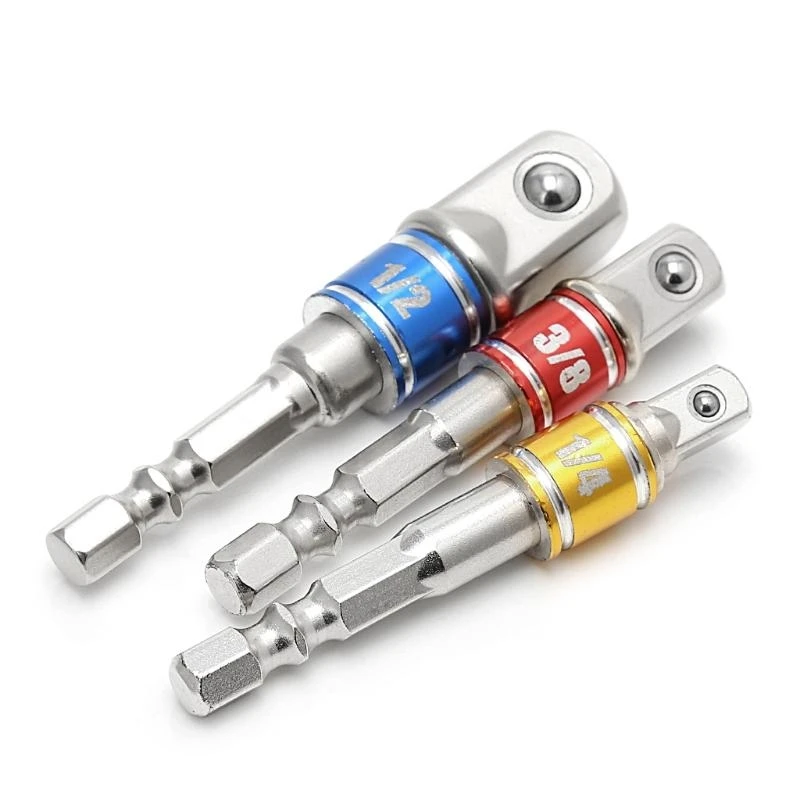 3 PCS Power Screwdriver Driver Socket Bit Adapter Drill 1/4 "3/8" Shank 601a