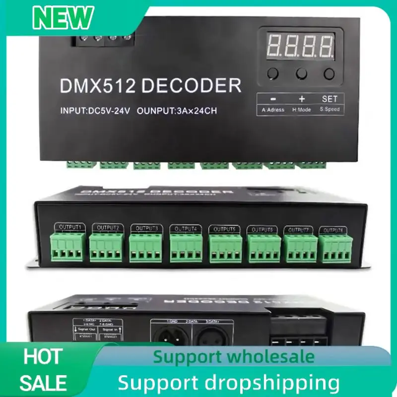 Solider digitaler 24CH RGB RGBW DMX512 Decoder, RGBW 512 Decoder DMX 512 Controller für LED-Streifen