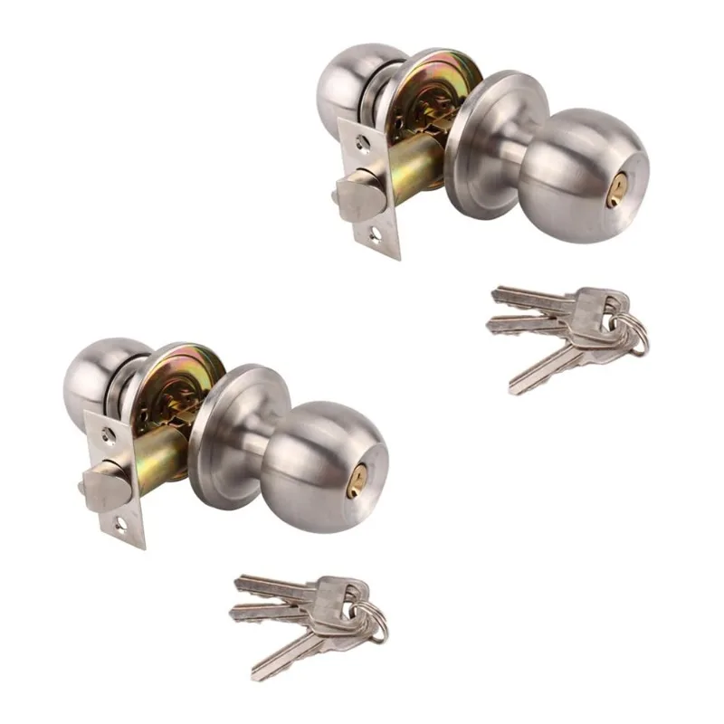 

2-упаковка входной дверной ручки с замком и ключами, внешние внутренние дверные замки для спальни или ванной комнаты, дверные ручки из атласного никеля