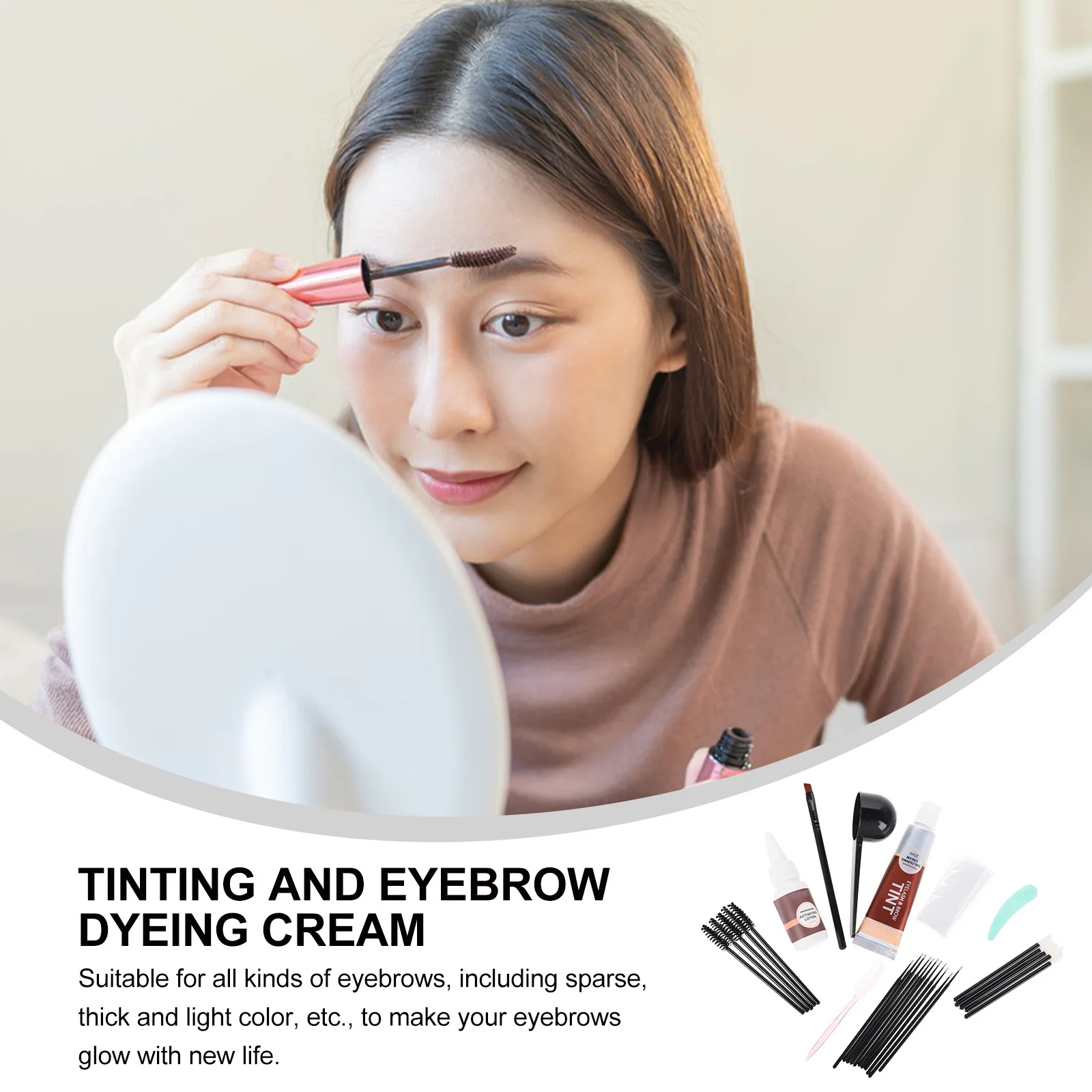 Set per Colorazione Sopracciglia Marrone Scuro, Gel per Sopracciglia Impermeabile a Lunga Durata, Set con Spazzola e Sapone per Styling Sopracciglia Non Sbiadente