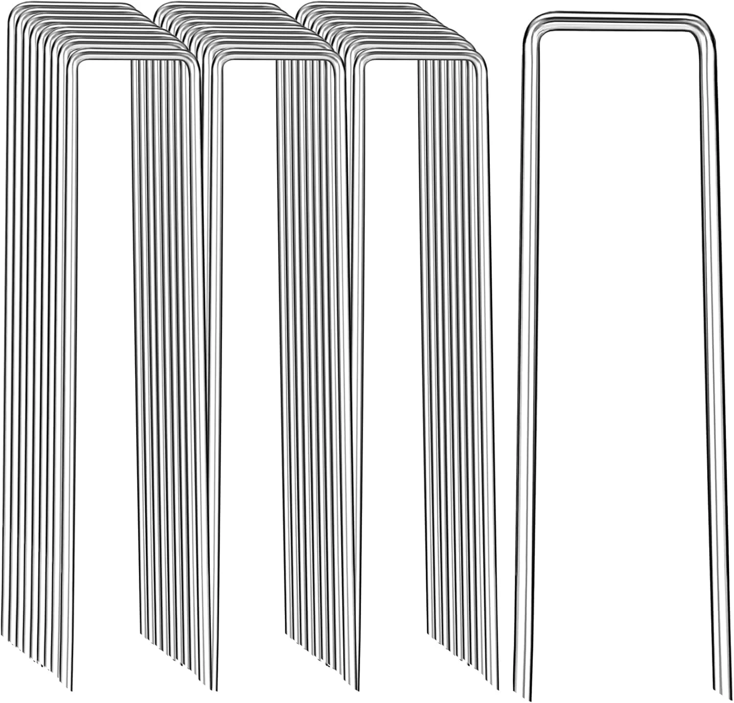 20/50/100 Pieces Heavy Duty Galvanized Steel U-Shaped Garden Staples - Rust-Proof Landscape Staples for Camping Tents, Weed Cont