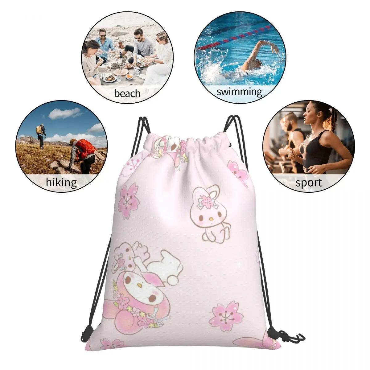 Melody Drawstring Back Pack Bag Travel Storage Package Teenagers Beach Tote Bag School Sport Shoe Bag Portable