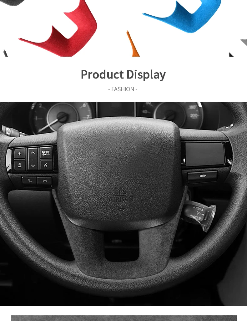 Hergestellt aus Alcantara für Toyota Hilux / Fortuner Standard Sport Version Auto Lenkrad Kofferraumabdeckung Inneneinrichtung Zubehör – Detail 8