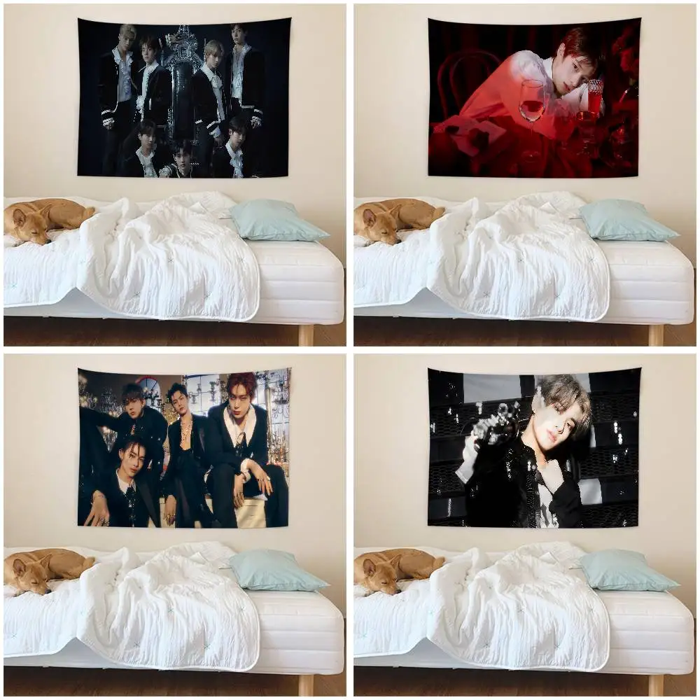 Korea Boy Band E-ENHYPENES DIY Wall Tapestry Hippie Flower Wall Carpets Dorm Decor Wall Art Decor