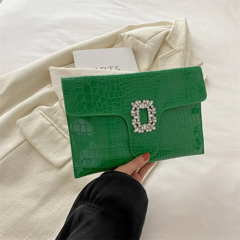 

Summer Textured Envelope Clutch Spacious Wristlet Purse for Women, Solid Color Top Handle Bag, Large Capacity Day-to-Night Tote