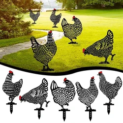 Garden Ornaments Acrylic Chicken Yard Art Garden Statues Backyard Lawn Stakes Plastic Hen Yard Decor Creative Outdoor Garden