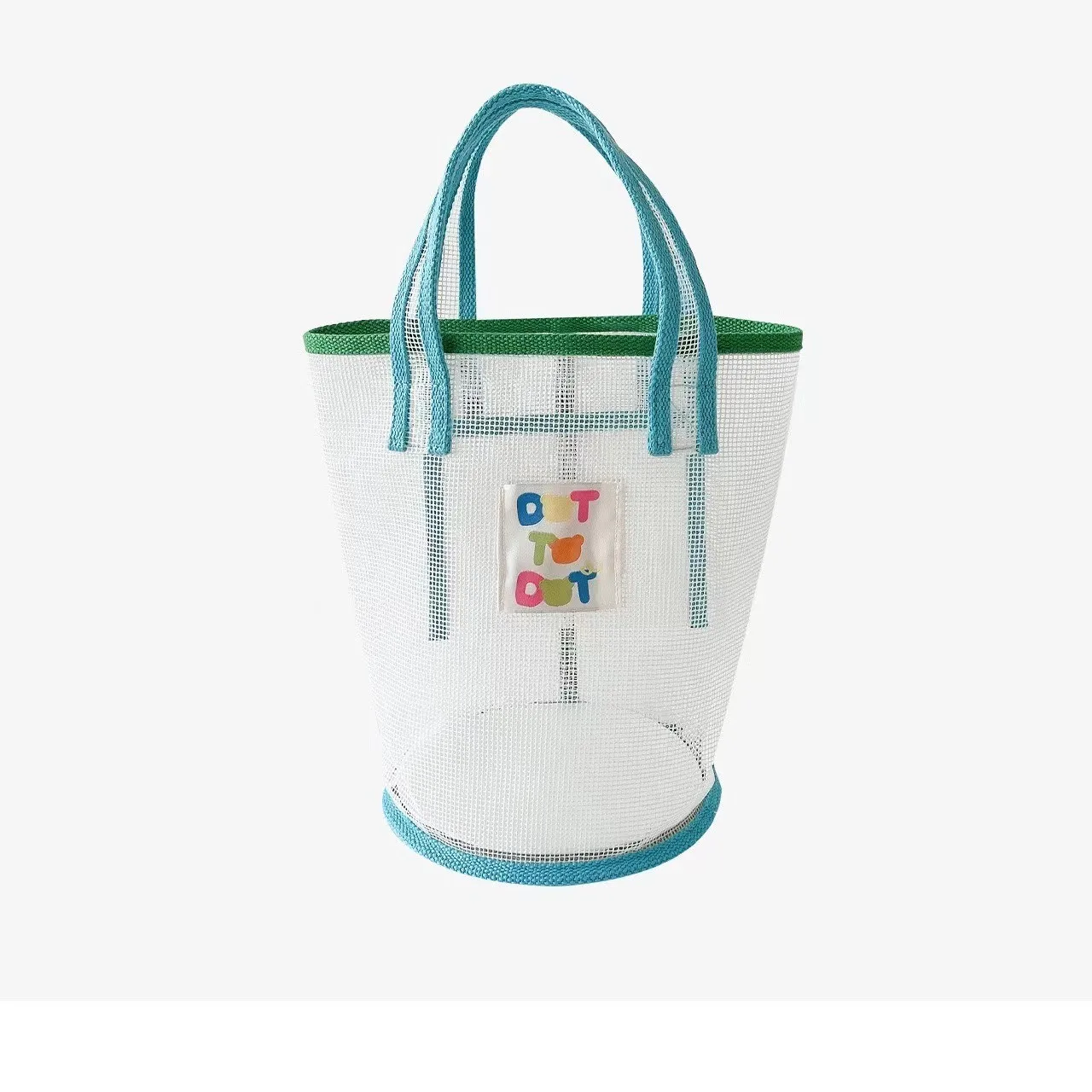 Contrasting Mesh Bucket Bag Beach Toy Storage Bag Carry Out Snacks Bag Cart Mommy Bags Beach Travel handbag