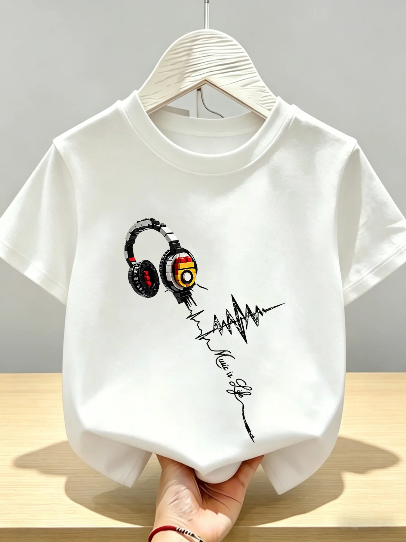 Creative Building Block Splicing Headphone Print 