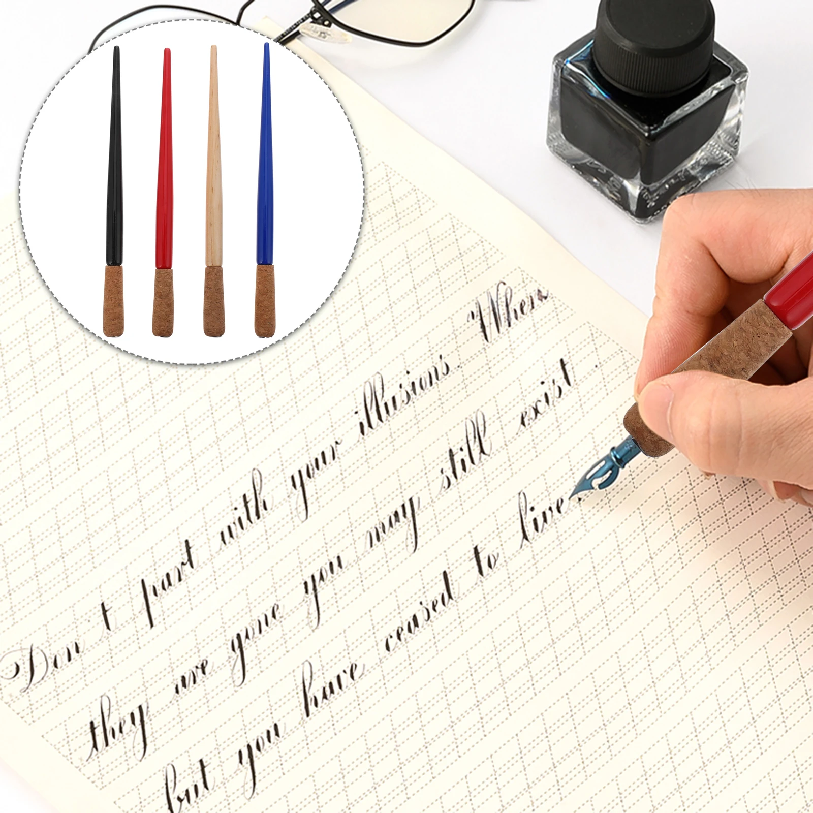 

4Pcs Vintage Dip Penholder Wood Calligraphy Pen Holder with Smooth Grip for Ink Drawing and Sketching Present Wood Penholder