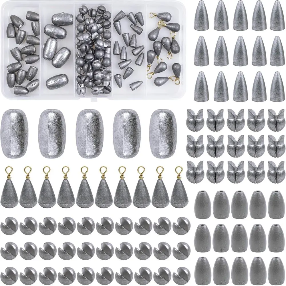 

Набор грузил для рыбалки в ассортименте из 90 предметов: разделенные грузила, пули и яиц для морской и пресноводной рыбалки