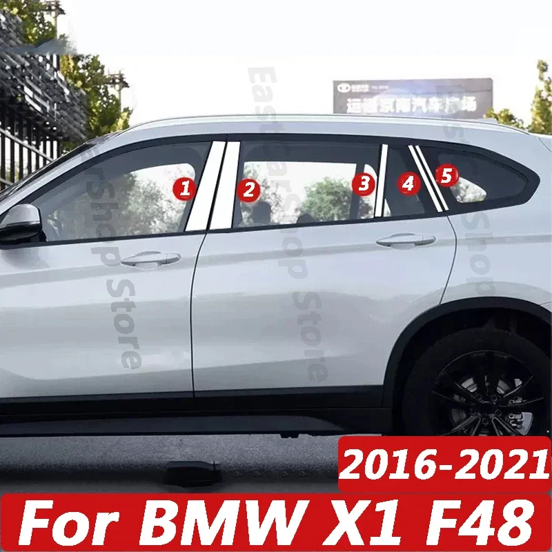 

For BMW X1 F48 2016-2021 Car Stainless Steel Middle Central Column Window Trim B C Pillar Chrome Sticker Accessories Cover