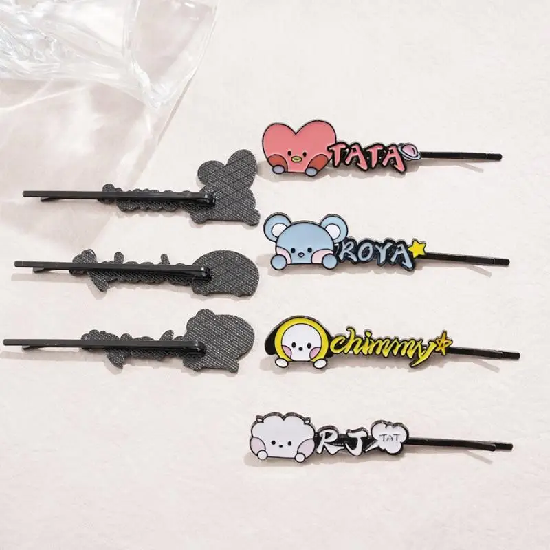 Kawaii Bt21 Girls Hair Clip Cartoon Animation Tata Shooky Cooky Rj Portable Washing and Makeup Clip Sweet Girl Hair Accessories