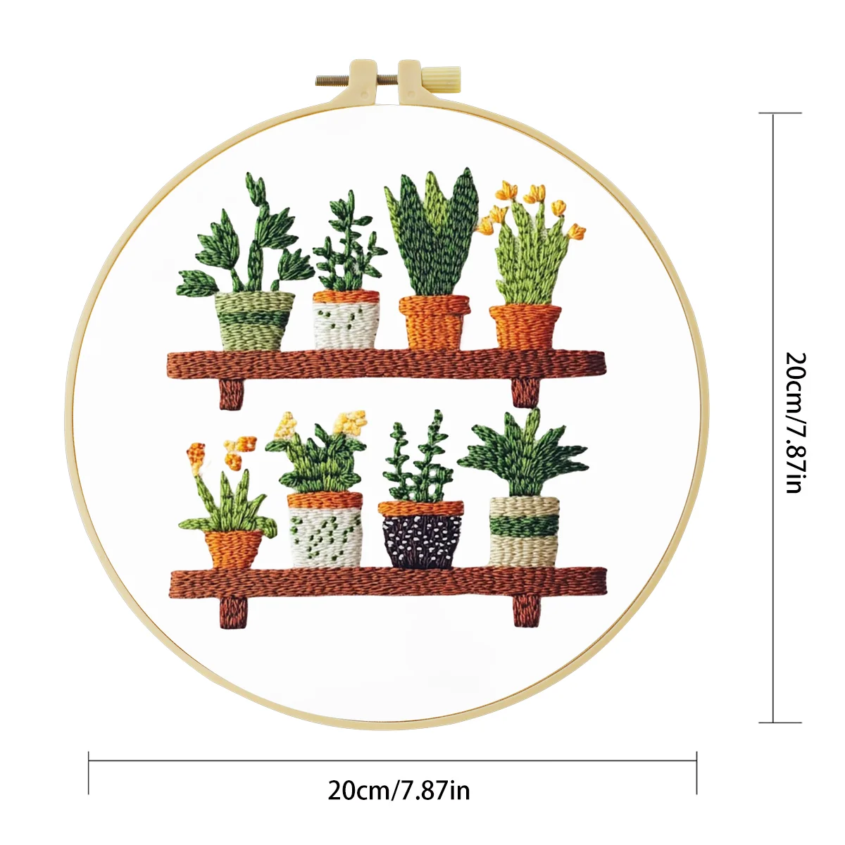 1 Stück 20X20CM/15X15CM 7,87/6,3 Zoll Topfpflanzen-Stickerei-Starter-Kit DIY-Kit DIY-Stickerei-Set Handarbeiten Nadelkunst – Detail 2