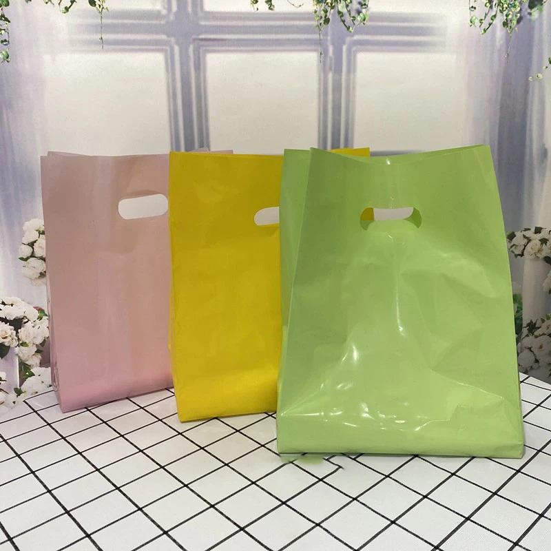 Pink Plastic Bag With Handle Jewelry/Clothing/Cosmetic Packaging Gift Bag Pink Small Bag for Dessert/Snacks/Takeaway 50Pcs/lot