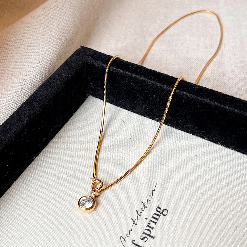 بسيطة الذهب اللون سلسلة التعميم الزركون قلادة قلادة الأزياء والمجوهرات للنساء مثير الترقوة سلسلة العصرية الملحقات #6