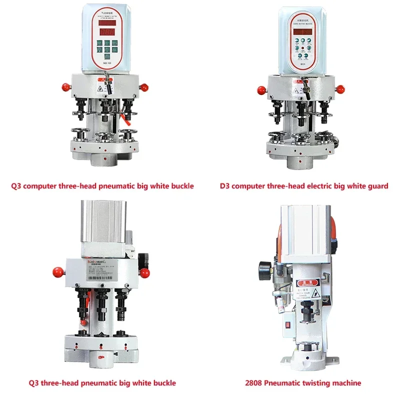 KX-Q3 Drie Hoofd Pneumatische Vier Knop Machine Gesp Machine Halfautomatische Computer Gesp Machine Grote Whitebuckle