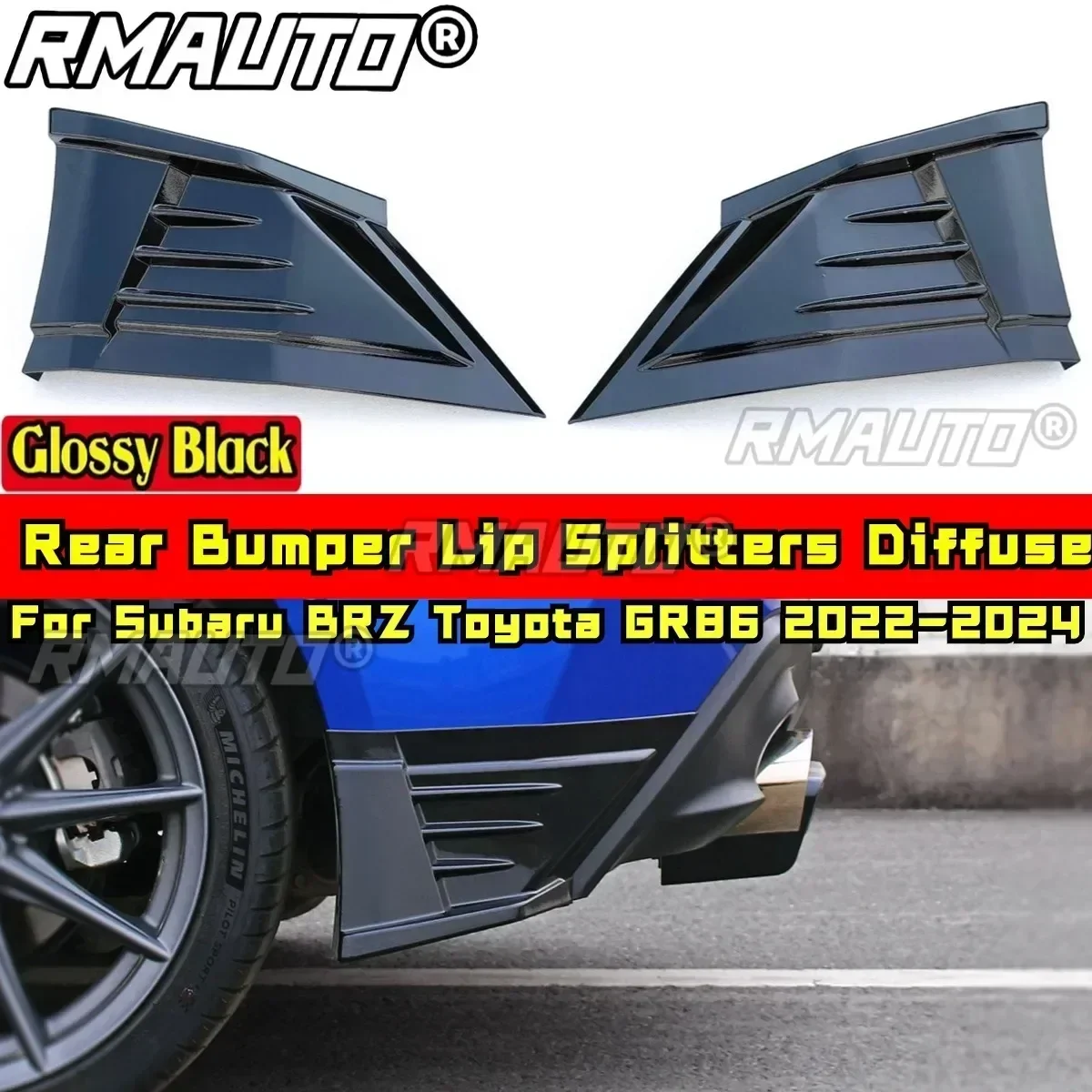 

For Subaru BRZ Toyota GR86 2022-2024 Body Kit Rear Bumper Lip Splitters Diffuse Glossy Black DC Style Car Accessories