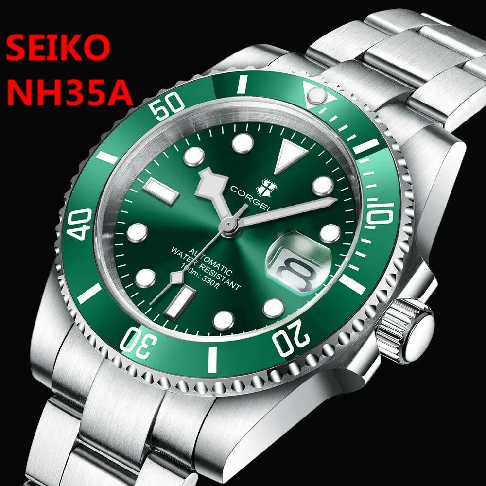 

40MM Diving Watch Men Automatic Mechanical Wristwatch Ceramic Bezel Waterproof reloj NH35 Movement Male Clock Sapphire Glass