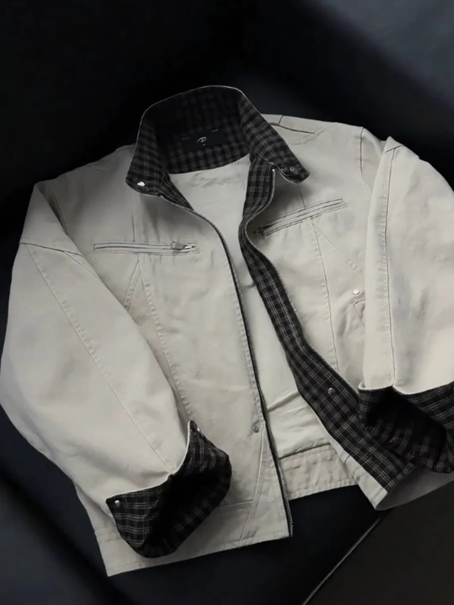 

Khaki Harrington Jaet Men's Spring Autumn American Trendy Brand Stand Collar Baseball orm Cleanfit Workwear Jaet