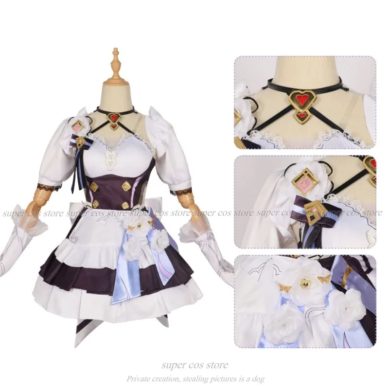 Honkai Impact 3rd Elysia 코스프레 코스튬, 핑크 요정 하녀 원피스, 여성 할로윈 크리스마스 카니발 파티 의상