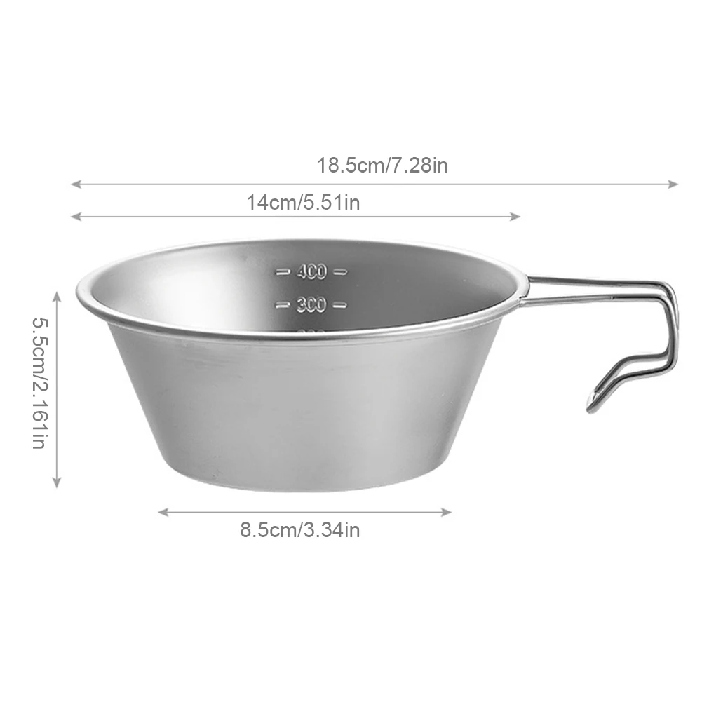 300ml/500ml Camping Water Cup Mug Stainless Steel Camping Bowl Lwith Handle Corrosion Resistant Hiking Picnic Cooking Equipment