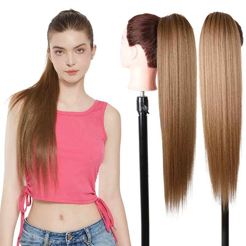 JULIANNA Synthetic Kanekalon Heat Resistant Ponytail Hairpiece Extension Long Yaki Straight Drawstring Wholesale For Women