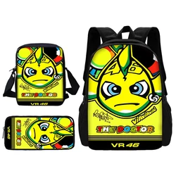 Mochila escolar para niños y niñas, bolso de hombro para motocicleta, caja de lápices, VR-46