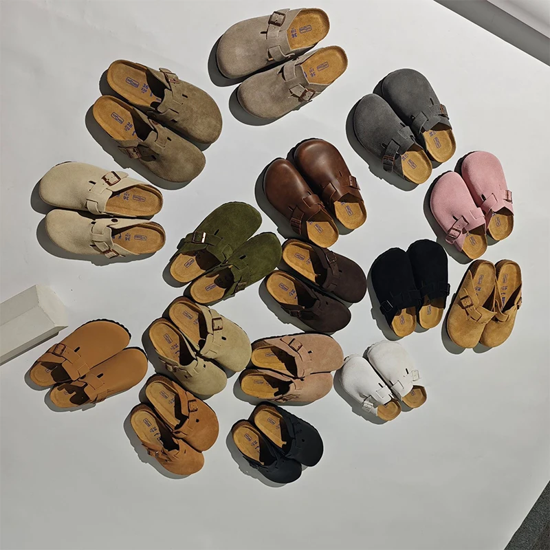 

2026 New Fashion Leather Womens Clog Sandals Mens Platform Slippers Retro Casual Comfortable Anti-Slip Beach Shoes