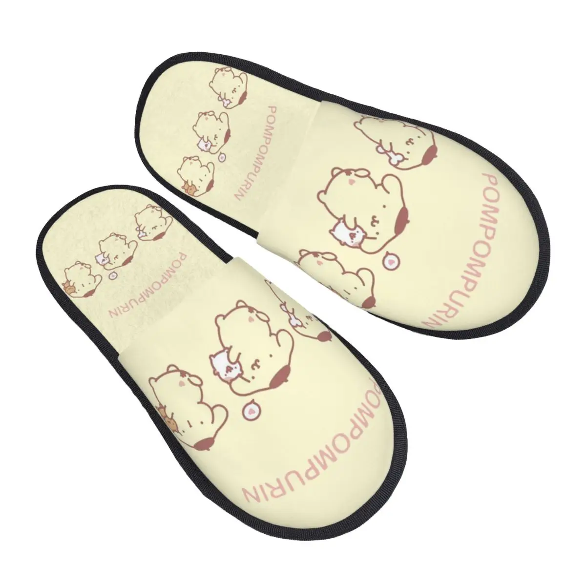 Custom Print Women Pom Pom Purin Cartoon House Slippers Soft Warm Memory Foam Fluffy Slipper Indoor Outdoor Shoes