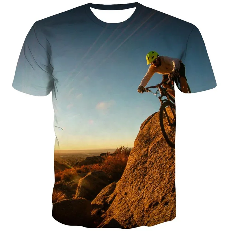 

Summer Outdoor Cycling T-shirt 3D Printed Bicycle Graphics Short Sleeve Large Street Casual Outdoor Cycling Quick Drying Clothi