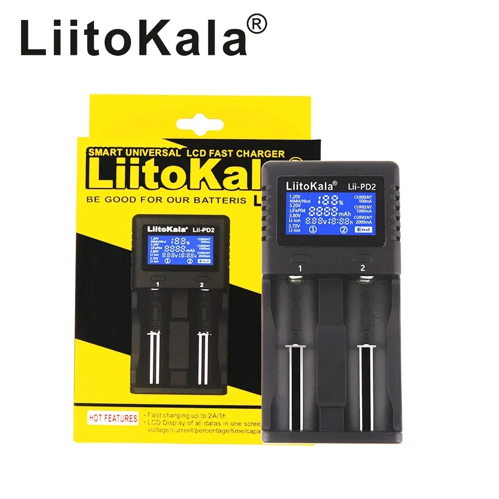 LiitoKala Lii-M4 Lii-PD2 Lii-PD4 Lii-S4 Lii-S2 Lii-500 Lii-S8 LCD Battery Charger For 21700 18650 26650 Smart