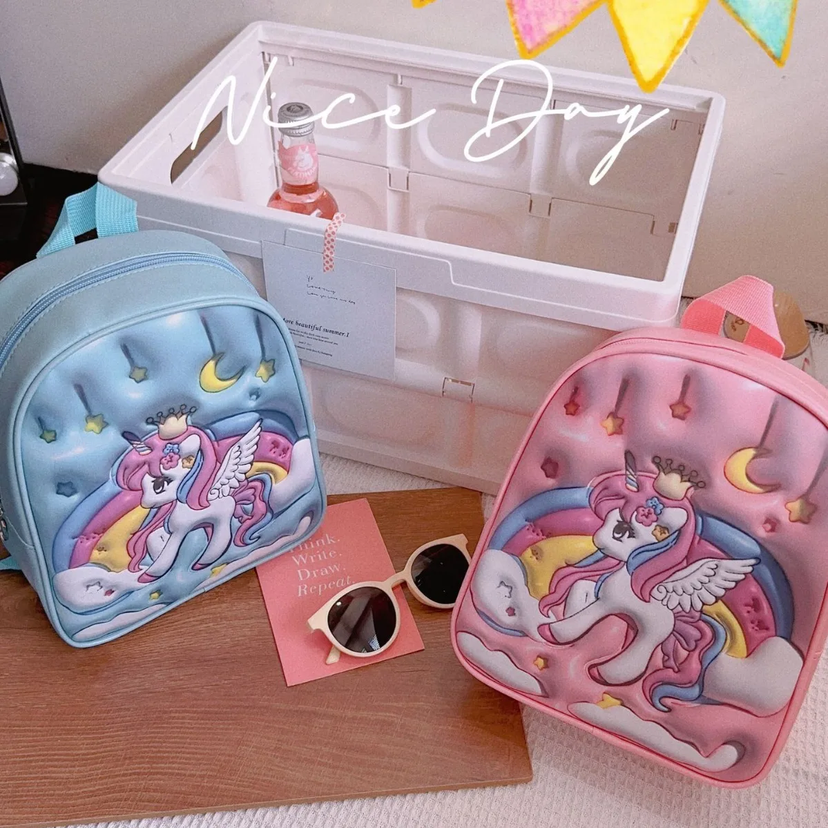 2024 New Children\'s 3D Digital Printing Unicorn Creative Modeling Dazzling Fashion Kindergarten Girl Cartoon Cute Backpack