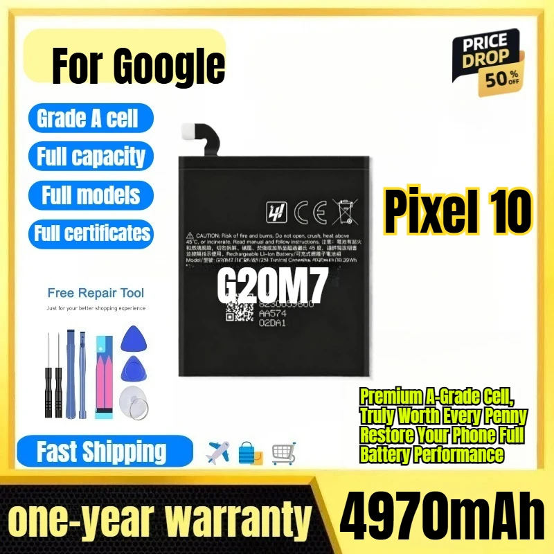 G20M7 for Google Pixel 10 Phone Battery 0 Cycle High Quality High Capacity Battery Replacement Bateria Grade A Cell with Tools