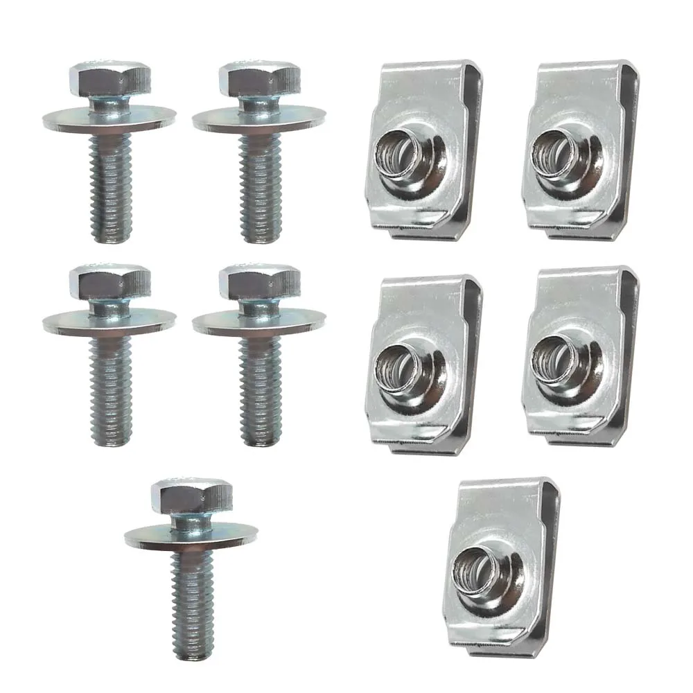 

10pcs/set Car Body Bolts U-nut Clips M6 silver Engine Cover Undertray Splash Shield Guard Bumper Fender Retainer Fastener Screws