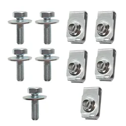 10pcs/set Car Body Bolts U-nut Clips M6 silver Engine Cover Undertray Splash Shield Guard Bumper Fender Retainer Fastener Screws