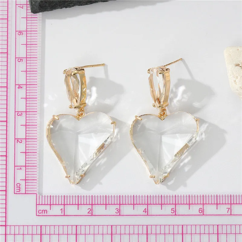 Vintage Crystal Big Heart Drop Earrings For Women Girl Gift Trendy Minimalist Love Pendant Earring Wedding Party Jewelry AE93