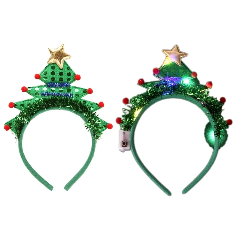 634C Christmas Tree Hairband Party Props Cartoon Cosplay Props Headband Holiday Party Decorative Headhoop Kid Adult Universal