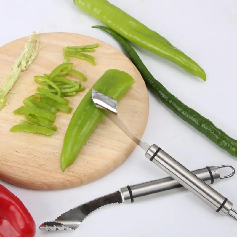 Cuchillo de acero inoxidable 304 para cortar pimienta y melón, utensilios de cocina para el hogar, deshuesado, pepino, crujiente