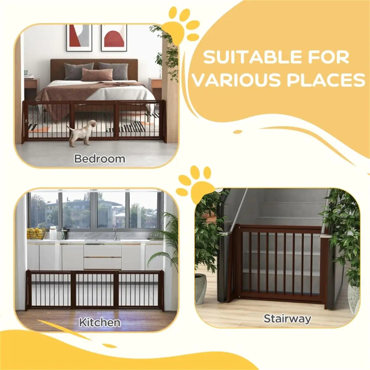 Adjustable Wooden Pet Gate - Durable and Stylish Barrier for Dogs & Cats, Easy Installation, Pet  Solution