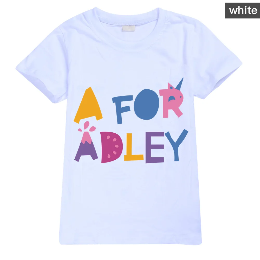 2024 New Kids Short Sleeve Tees A for Adley T-shirt Children's Boys Girls Pullover Clothes Printed Cartoon Casual Cotton Tops