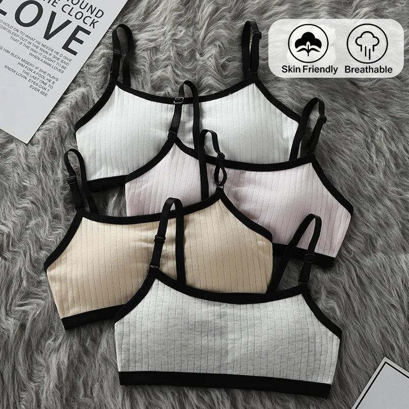 Threaded cotton high school underwear for girls, Korean version without steel ring, large chest display, vest for primary and hi