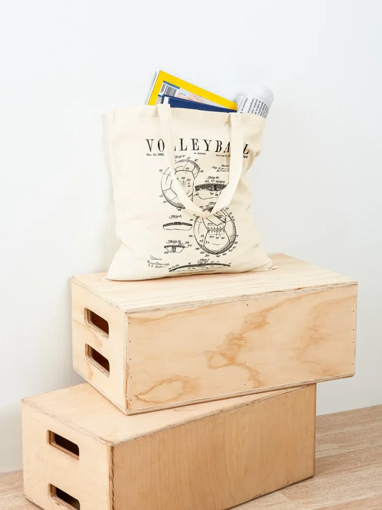 Volleyball Old Vintage Patent Drawing Print Tote Bag bag luxury women woman shopping bag shopping shopper woman