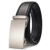 Ceinture décontractée en cuir véritable de haute qualité pour hommes, ceintures à boucle automatique réglables, ceinture à cliquet découpable noir/marron pour hommes 2